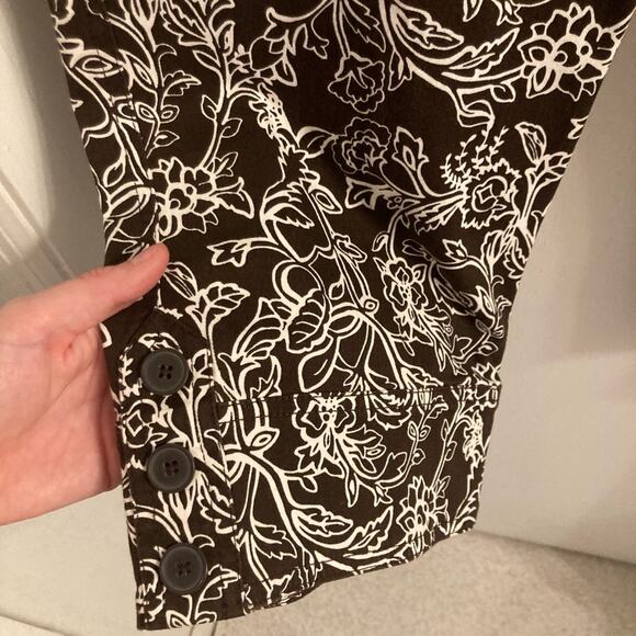 NWT Loft Ann Pants in Brown with White Floral Design - Size 10 - Picture 4 of 7